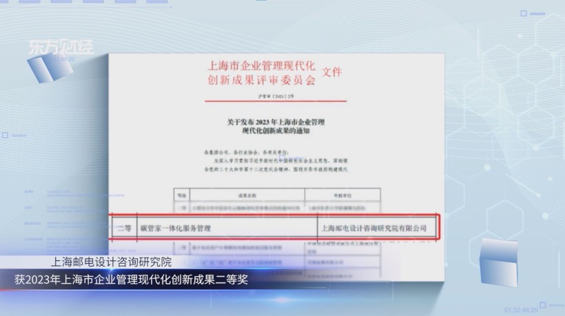 上海邮电设计研究院荣膺管理创新奖，双碳服务助力绿色未来