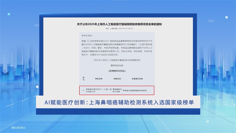 诺美新创携手复旦眼耳鼻喉科医院：鼻咽癌内镜图像AI检测创新成果入围国评